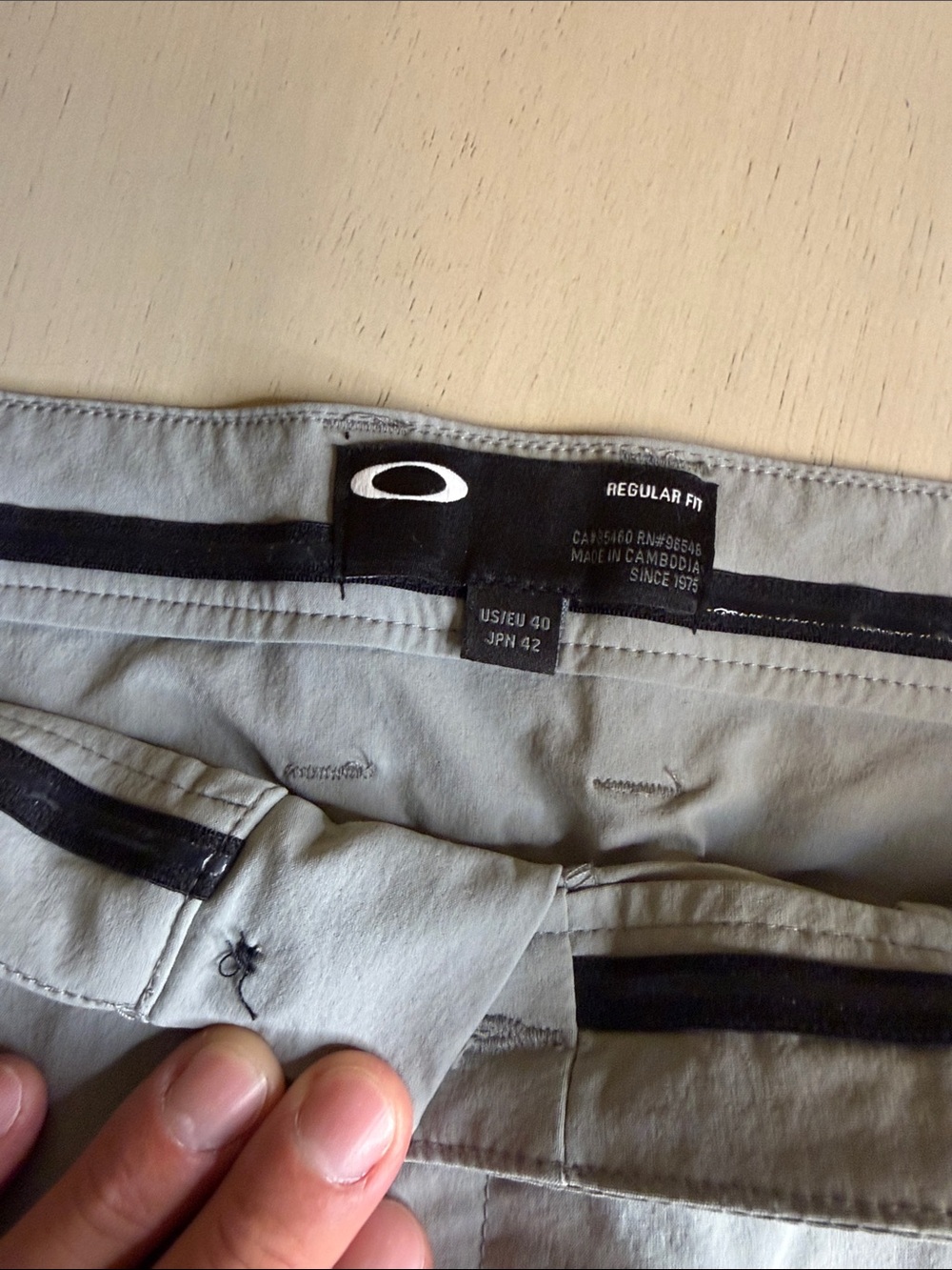 Oakley Men's Light Gray Chinos with Dark Gray Side Stripes - Picture 2 of 5
